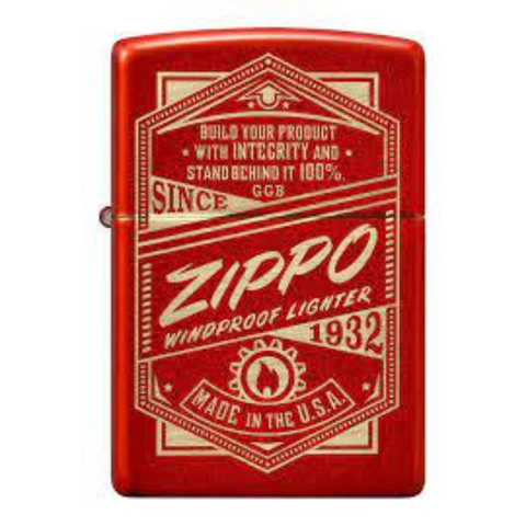 Encendedor Zippo Vintage Rojo Metalizado Cod 48620