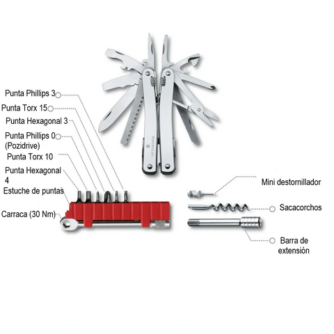 SWISSTOOL SPIRIT  VICTORINOX PLUS CUERO 3.0236.L