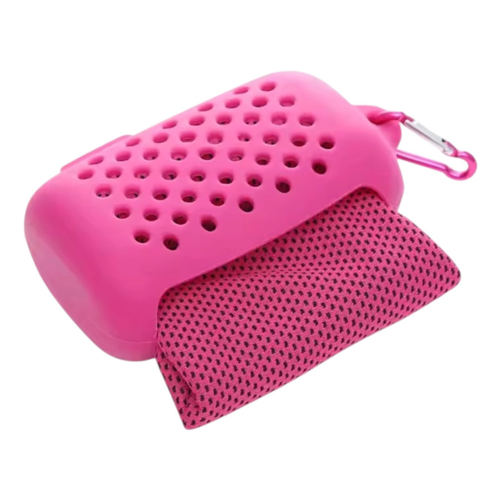 TOALLA MICROFIBRA CON ESTUCHE DE PLASTICO.