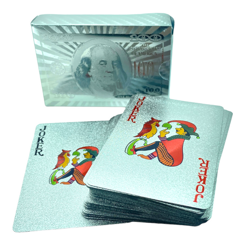 Cartas de poker naipes plateadas versión dólar VIC-68

