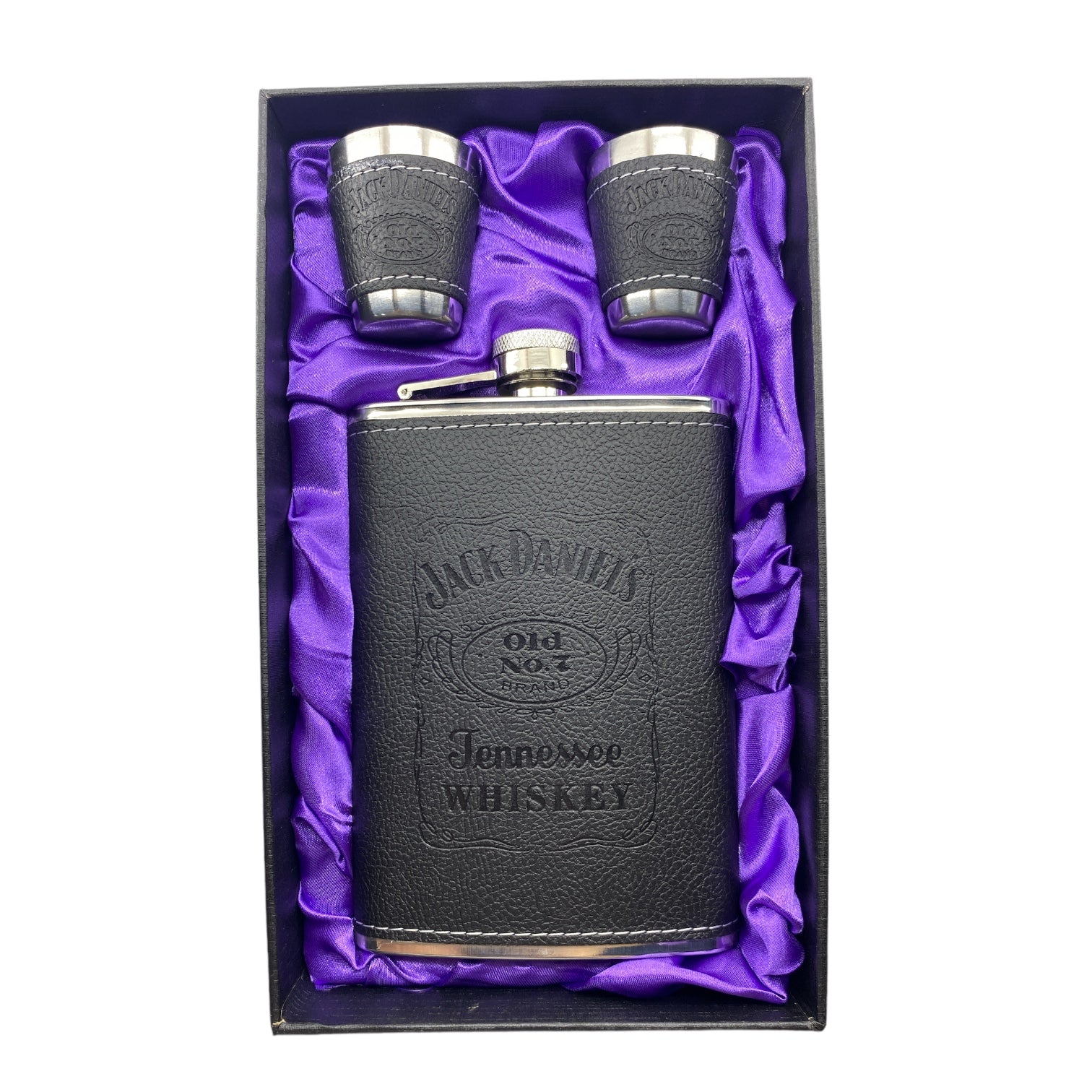 Whiskera Jack Daniel's cuero negra + 2 copas VIC-74