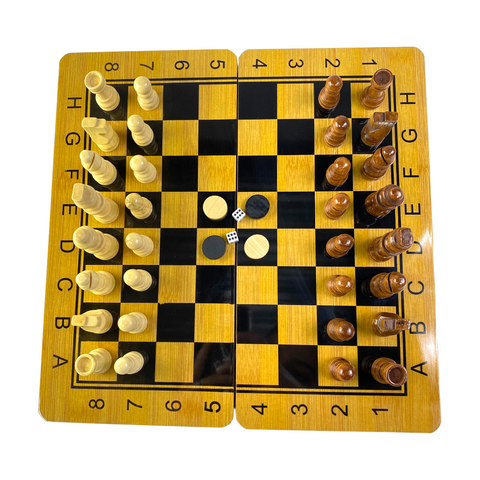 Juego de ajedrez madera pequeño 3 en 1 VTR-106