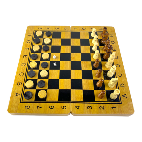 Juego de ajedrez madera mediano 3 en 1 VTR-107
