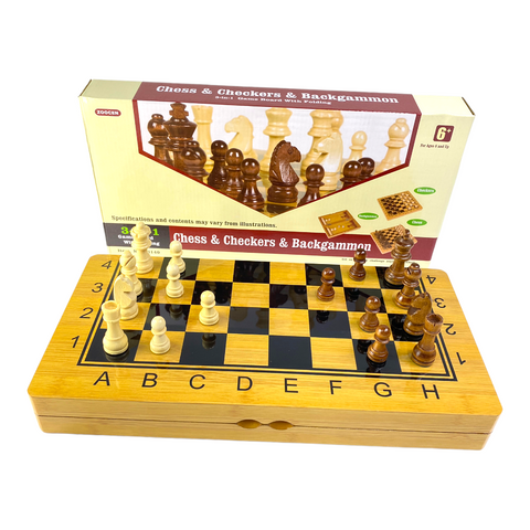 Juego de ajedrez madera grande 3 en 1 VTR-108