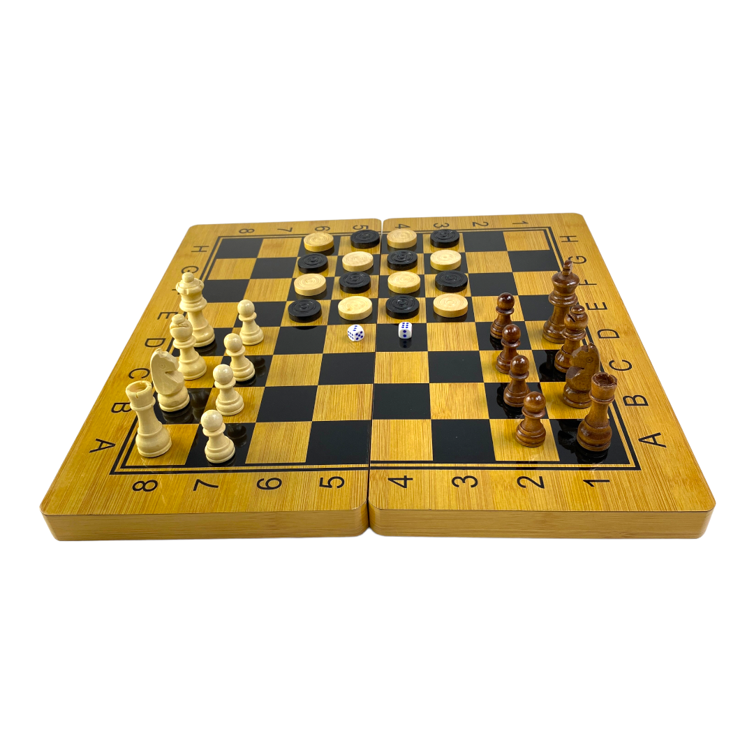 Juego de ajedrez madera grande 3 en 1 VTR-108