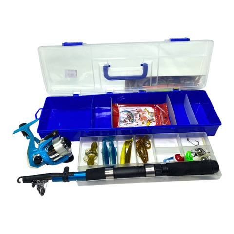 Kit de pesca con caña telescópica + carrete y accesorios REF 480